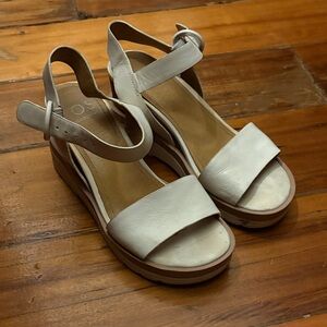 Elegant White leather wedges Women's Sandals